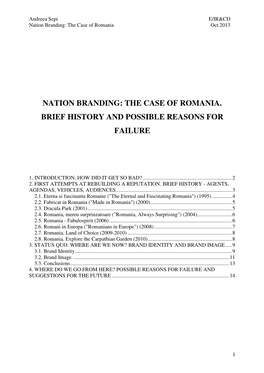 Nation Branding: the Case of Romania Oct.2013