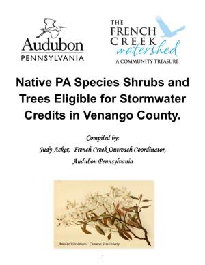 Native PA Species Shrubs and Trees Eligible for Stormwater Credits in Venango County