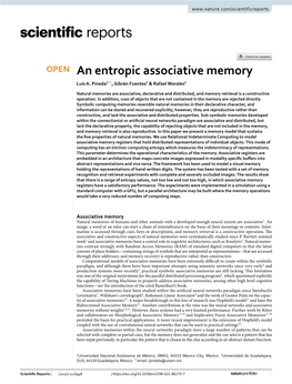 An Entropic Associative Memory Luis A