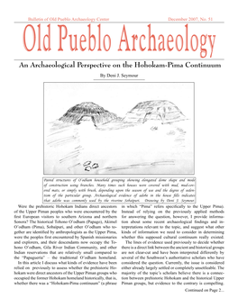 An Archaeological Perspective on the Hohokam-Pima Continuum