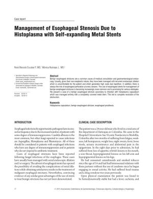 Management of Esophageal Stenosis Due to Histoplasma with Self-Expanding Metal Stents