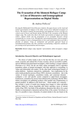 The Evacuation of the Idomeni Refugee Camp: a Case of Discursive and Iconographical Representation on Digital Media