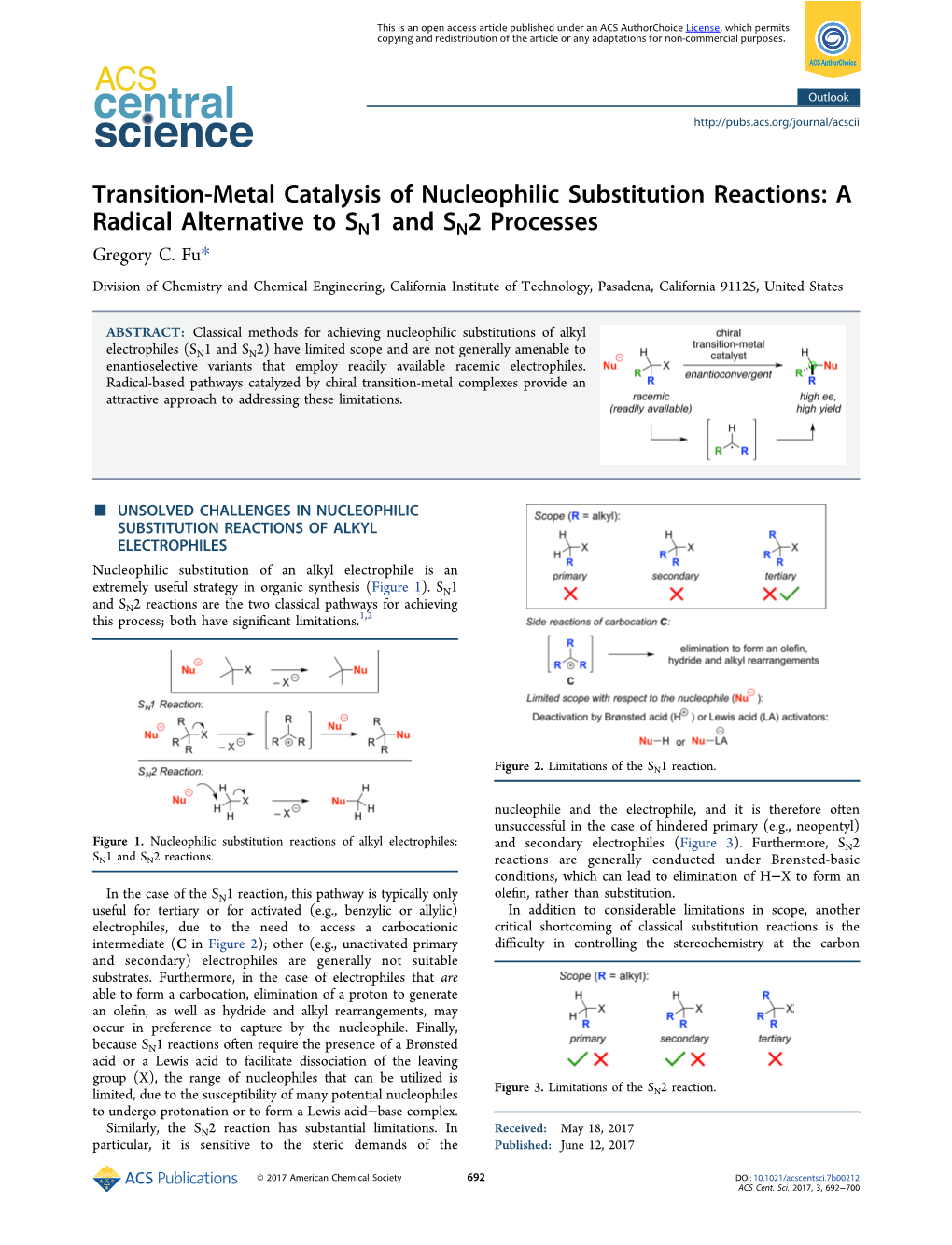 Transition-Metal Catalysis of Nucleophilic Substitution Reactions: a Radical Alternative to SN1 and SN2 Processes Gregory C