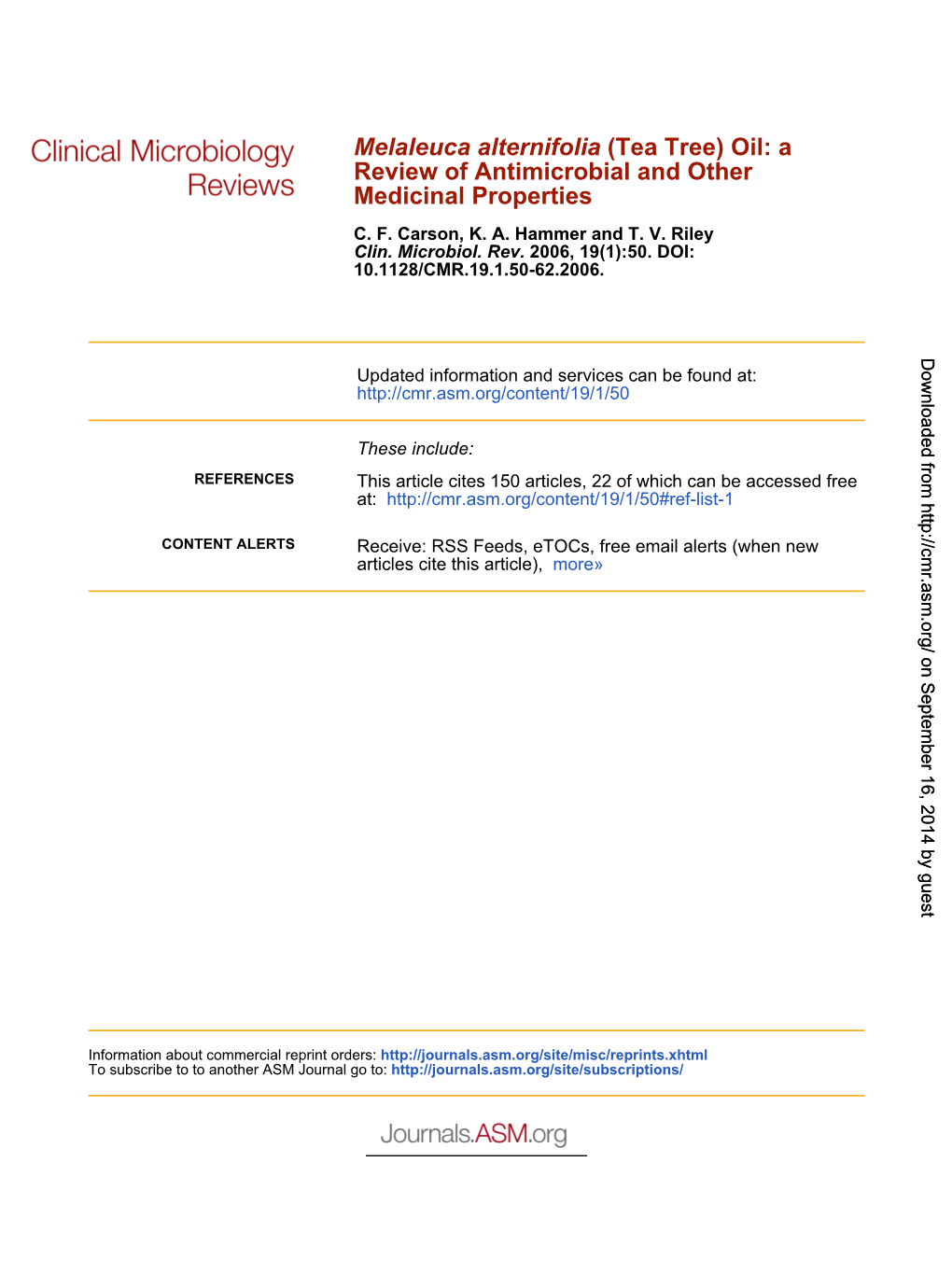 Medicinal Properties Review of Antimicrobial and Other (Tea Tree)