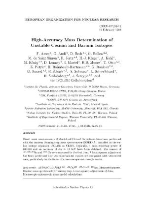 High-Accuracy Mass Determination of Unstable Cesium and Barium