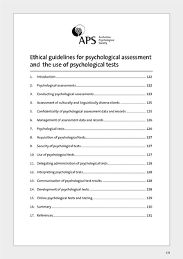 Ethical Guidelines for Psychological Assessment and the Use Of
