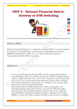 National Financial Switch- Gateway of ATM Switching