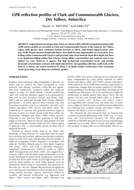 GPR Reflection Profiles of Clark and Commonwealth Glaciers, Dry Valleys, Antarctica