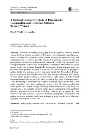 A National Prospective Study of Pornography Consumption and Gendered Attitudes Toward Women
