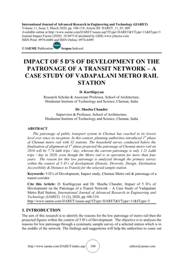A Case Study of Vadapalani Metro Rail Station