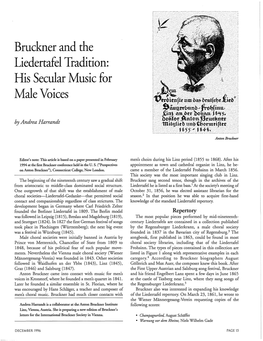 Bruckner and the Liedertafel Tradition: His Secular Music for Male Voices