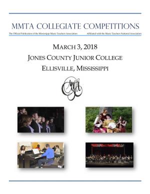 MMTA COLLEGIATE COMPETITIONS the Official Publication of the Mississippi Music Teachers Association Affiliated with the Music Teachers National Association