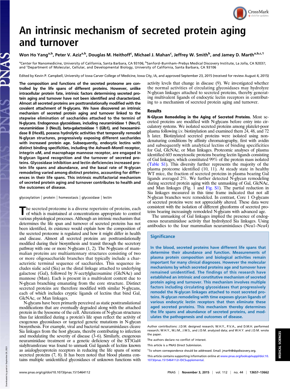 An Intrinsic Mechanism of Secreted Protein Aging and Turnover