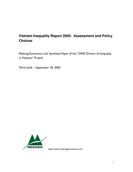 Vietnam Inequality Report 2005: Assessment and Policy Choices