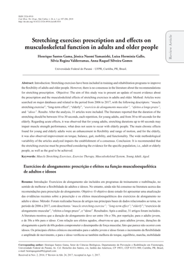 Stretching Exercise: Prescription and Effects on Musculoskeletal Function in Adults and Older People