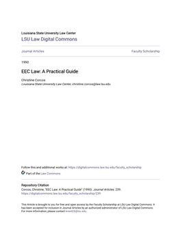 EEC Law: a Practical Guide
