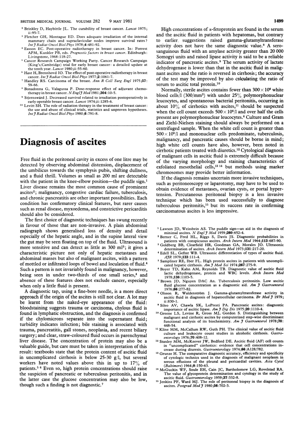 Diagnosis of Ascites
