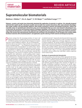 Supramolecular Biomaterials Matthew J