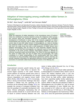 Adoption of Intercropping Among Smallholder Rubber Farmers In