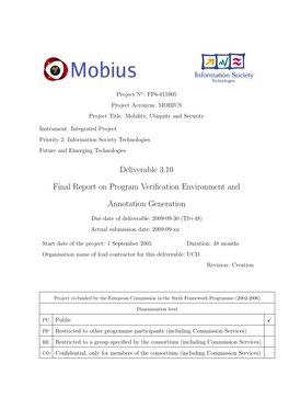 Final Report on Program Verification Environment and Annotation