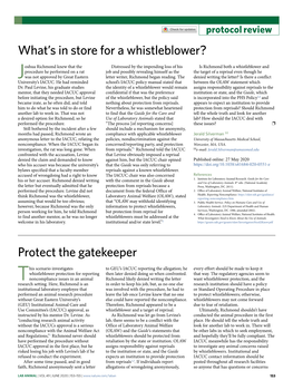 What's in Store for a Whistleblower? a Word from OLAW