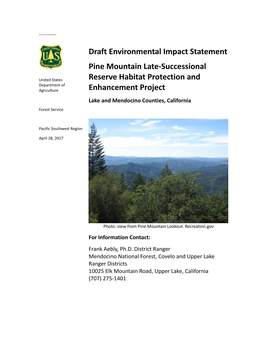 Draft Environmental Impact Statement Pine Mountain Late-Successional