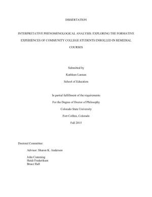 Dissertation Interpretative Phenomenological Analysis