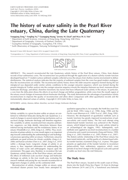 The History of Water Salinity in the Pearl River Estuary, China, During the Late Quaternary