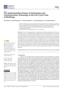 The Implementation Factors of Information and Communication Technology in the Life Cycle Costs of Buildings