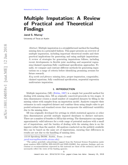 Multiple Imputation: a Review of Practical and Theoretical Findings Jared S