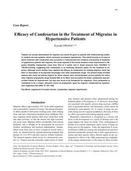 Efficacy of Candesartan in the Treatment of Migraine in Hypertensive Patients