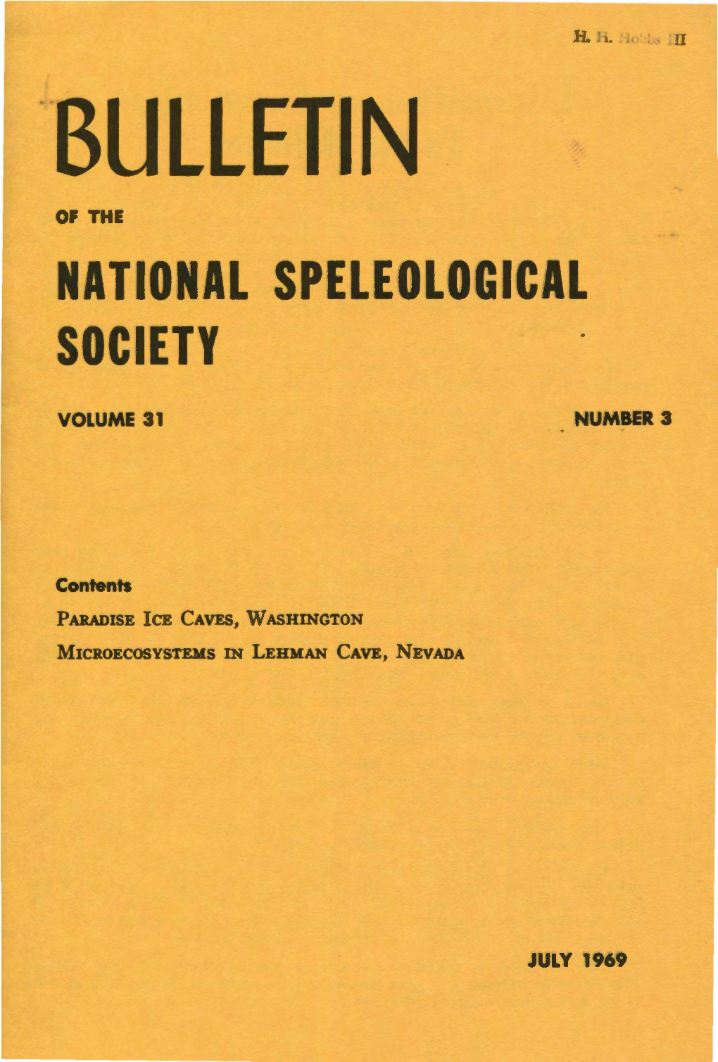 Bulletin of the National Speleological Society