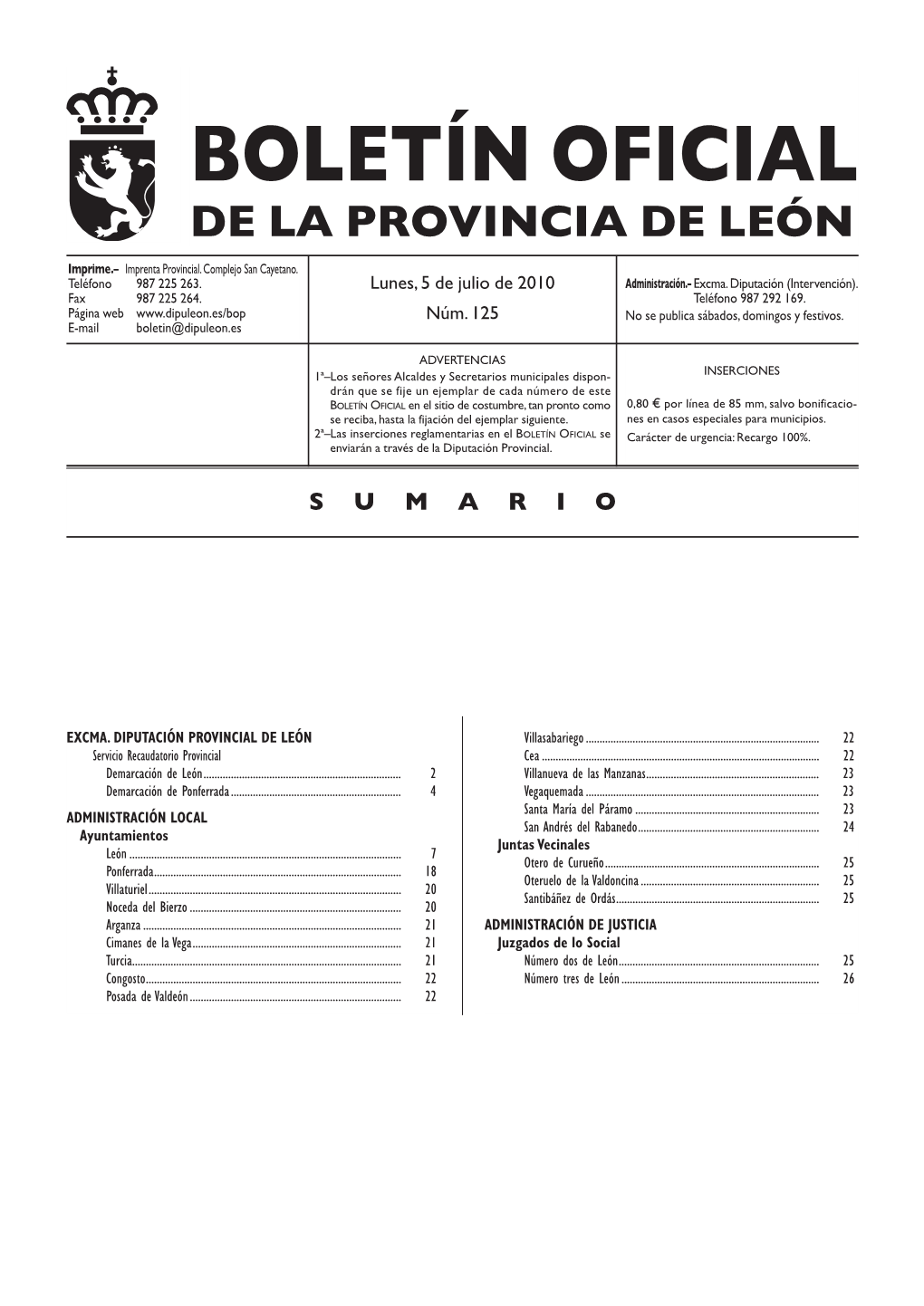 BOLETÍN OFICIAL DE LA PROVINCIA DE LEÓN Imprime.– Imprenta Provincial