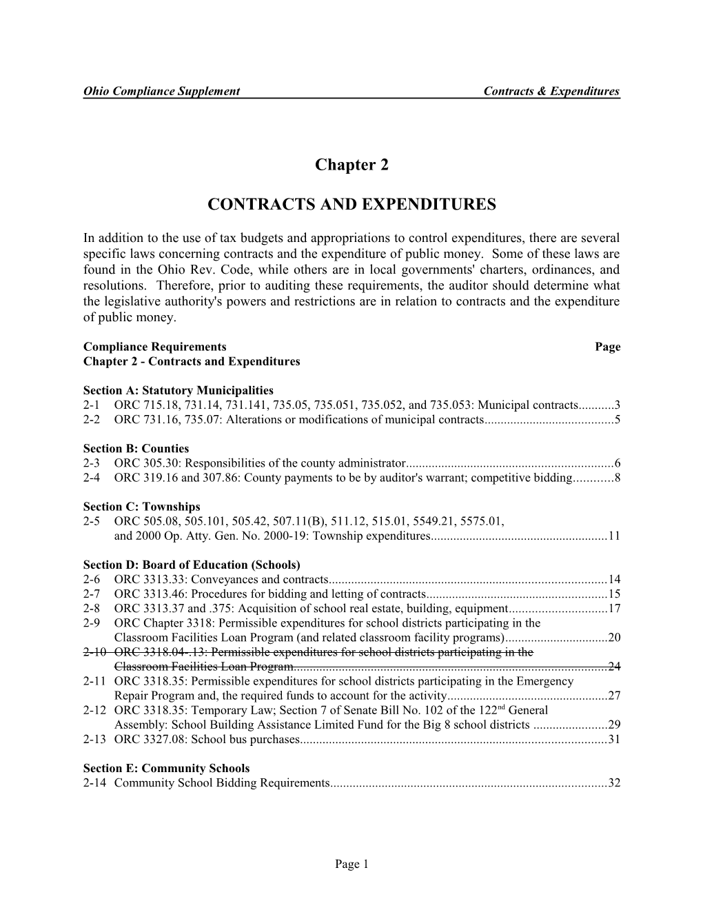 Ohio Compliance Supplement Contracts & Expenditures