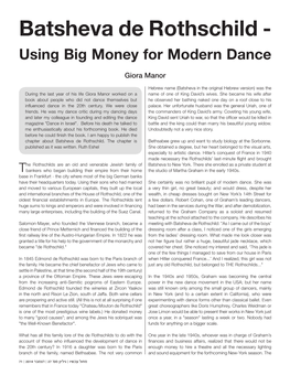 Batsheva De Rothschild: Using Big Money for Modern Dance