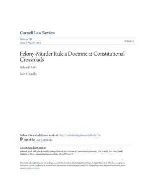 Felony-Murder Rule a Doctrine at Constitutional Crossroads Nelson E