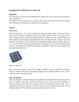 Efficiency of a Solar Cell Objective Theory