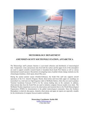 Meteorology Department Amundsen-Scott South Pole