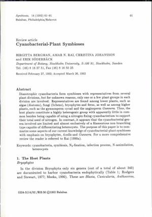 Cyanobacterial-Plant Symbioses