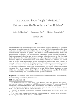 Intertemporal Labor Supply Substitution? Evidence from the Swiss Income Tax Holidays∗