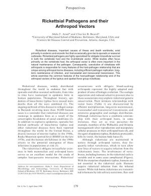 Rickettsial Pathogens and Their Arthropod Vectors