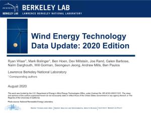 Wind Energy Technology Data Update: 2020 Edition