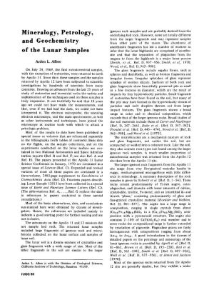 Mineralogy, Petrology, and Geochemistry of the Lunar Samples