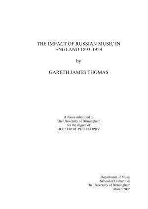 The Impact of Russian Music in England 1893-1929