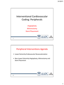 Interventional Cardiovascular Coding: Peripherals