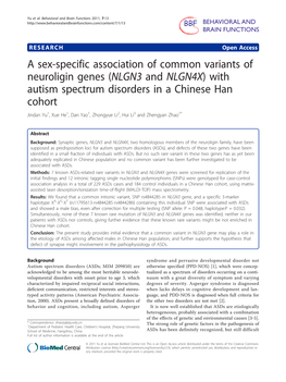 With Autism Spectrum Disorders in a Chinese Han Cohort Jindan Yu1, Xue He1, Dan Yao1, Zhongyue Li2, Hui Li3 and Zhengyan Zhao1*
