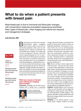 What to Do When a Patient Presents with Breast Pain
