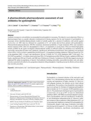 A Pharmacokinetic-Pharmacodynamic Assessment of Oral Antibiotics for Pyelonephritis
