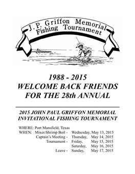 2015 WELCOME BACK FRIENDS for the 28Th ANNUAL