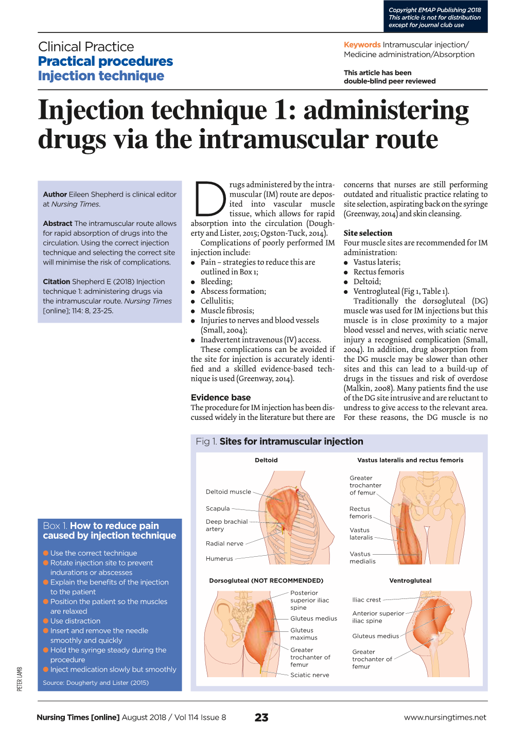 Injection Technique 1: Administering Drugs Via the Intramuscular Route ...